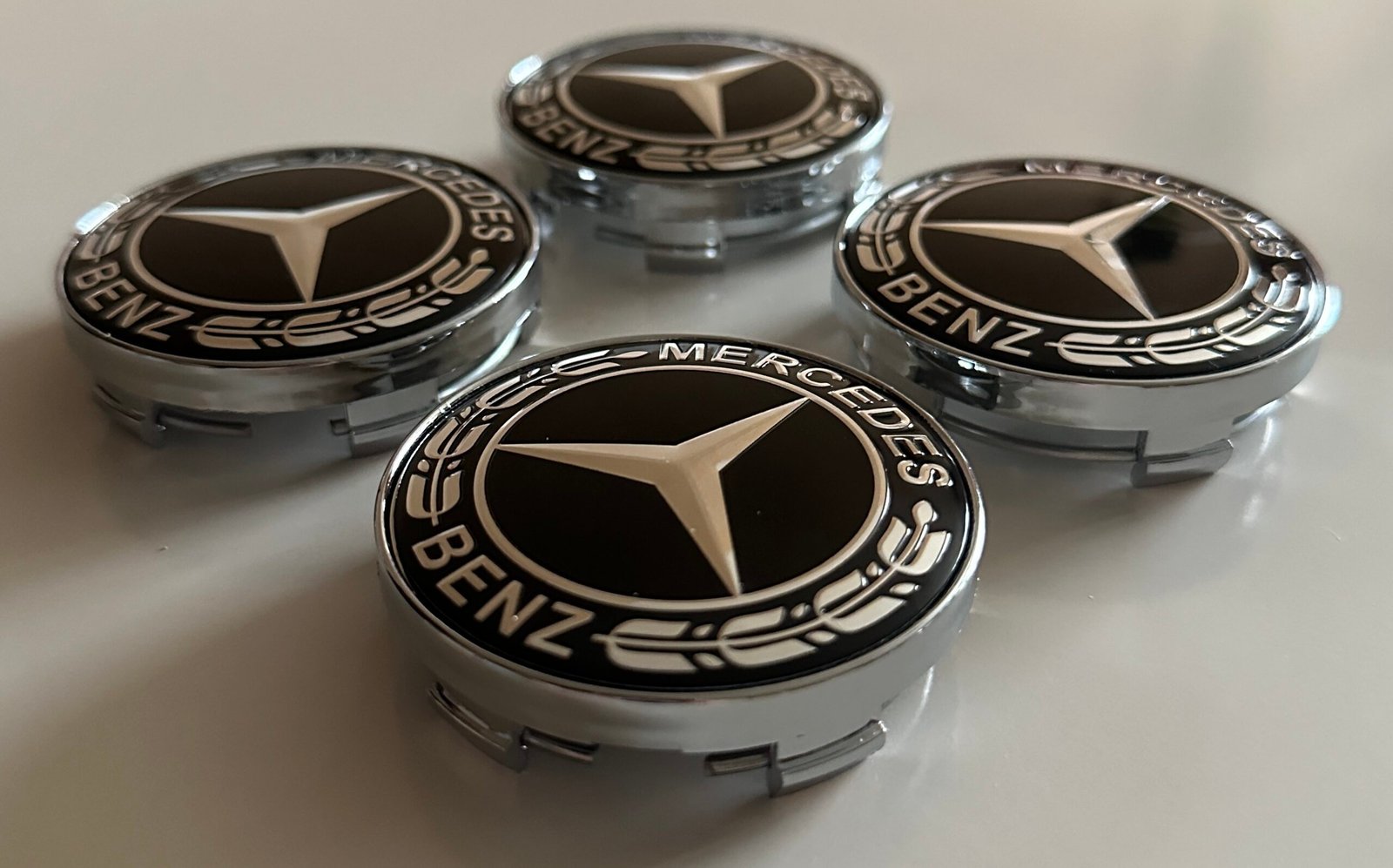 4 pcs (Set) 60mm - 2.36inch Black Mercedes Benz Wheel Center Hub Caps with Silver Caps - Image 3