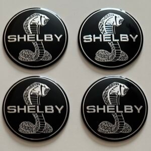 4 pcs (Set) 56mm - 2.20inch Black Shelby Wheel Center Hub Caps Stickers