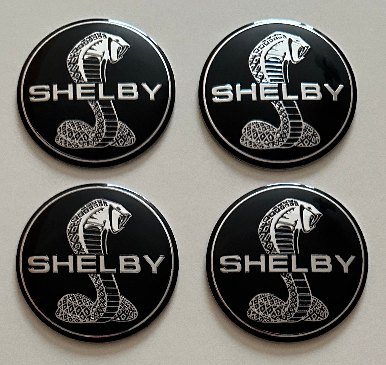 4 pcs (Set) 56mm - 2.20inch Black Shelby Wheel Center Hub Caps Stickers