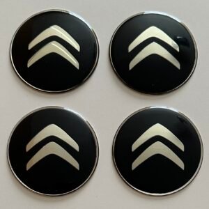 4 pcs (Set) 65mm - 2.56inch Black Citroen Wheel Center Hub Caps Stickers