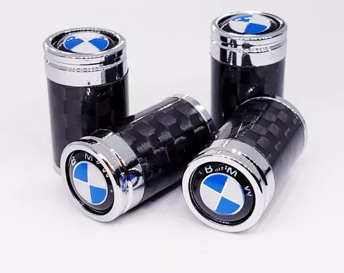 4 pcs (Set) Black Carbon Tire Valve Dust Caps for BMW