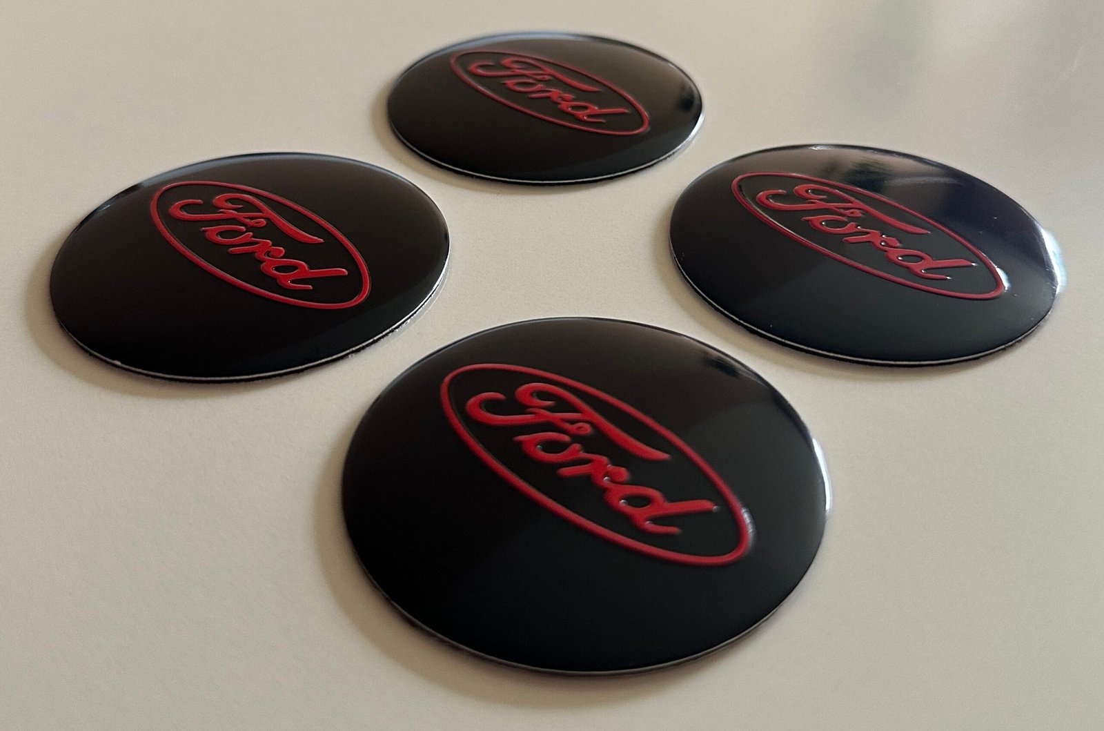 4 pcs (Set) 56mm - 2.20inch Black & Red Ford Wheel Center Hub Caps Stickers - Image 3