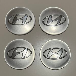 4 pcs (Set) 65mm - 2.56inch Silver Hyundai Wheel Center Hub Caps Stickers