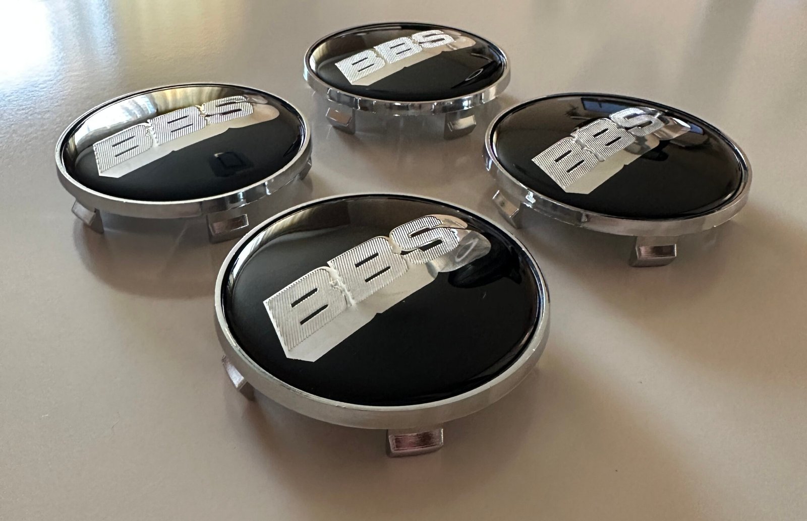 4 pcs (Set) 68mm - 2.68inch Black & Silver BBS Wheel Center Hub Caps - Image 2