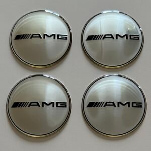 4 pcs (Set) 65mm - 2.56inch Silver AMG Wheel Center Hub Caps Stickers