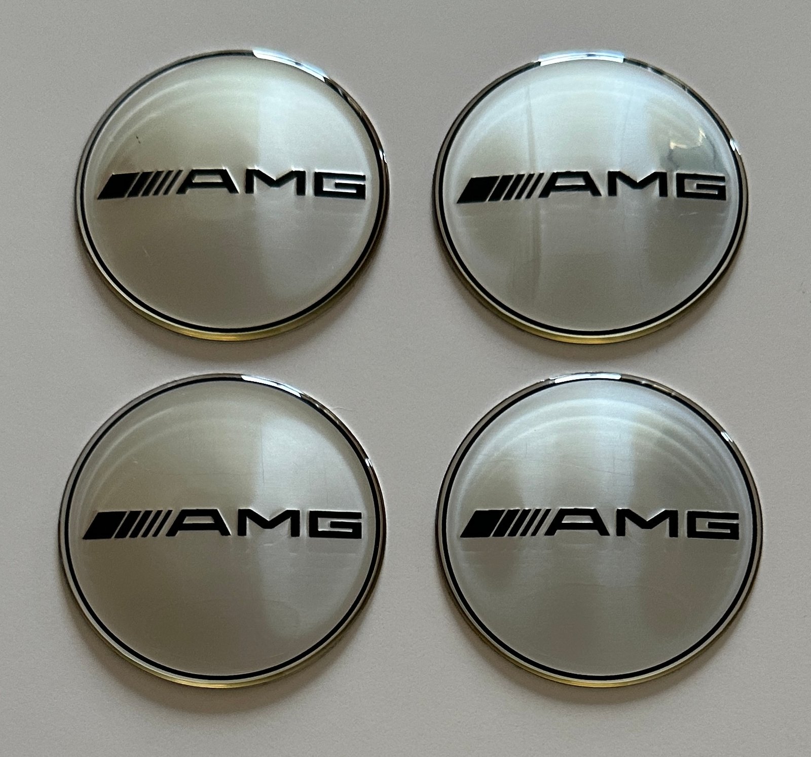 4 pcs (Set) 65mm - 2.56inch Silver AMG Wheel Center Hub Caps Stickers