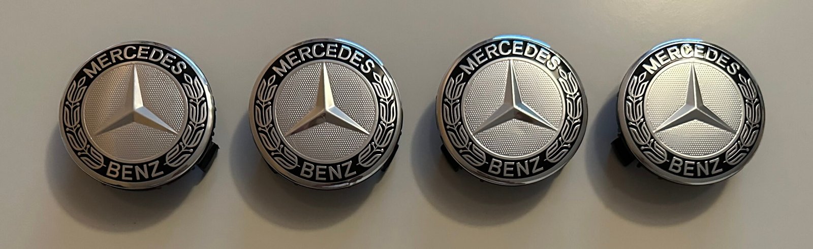 4 pcs (Set) 75mm - 2.95inch Silver & Black Mercedes Benz Wheel Center Hub Caps - Image 4