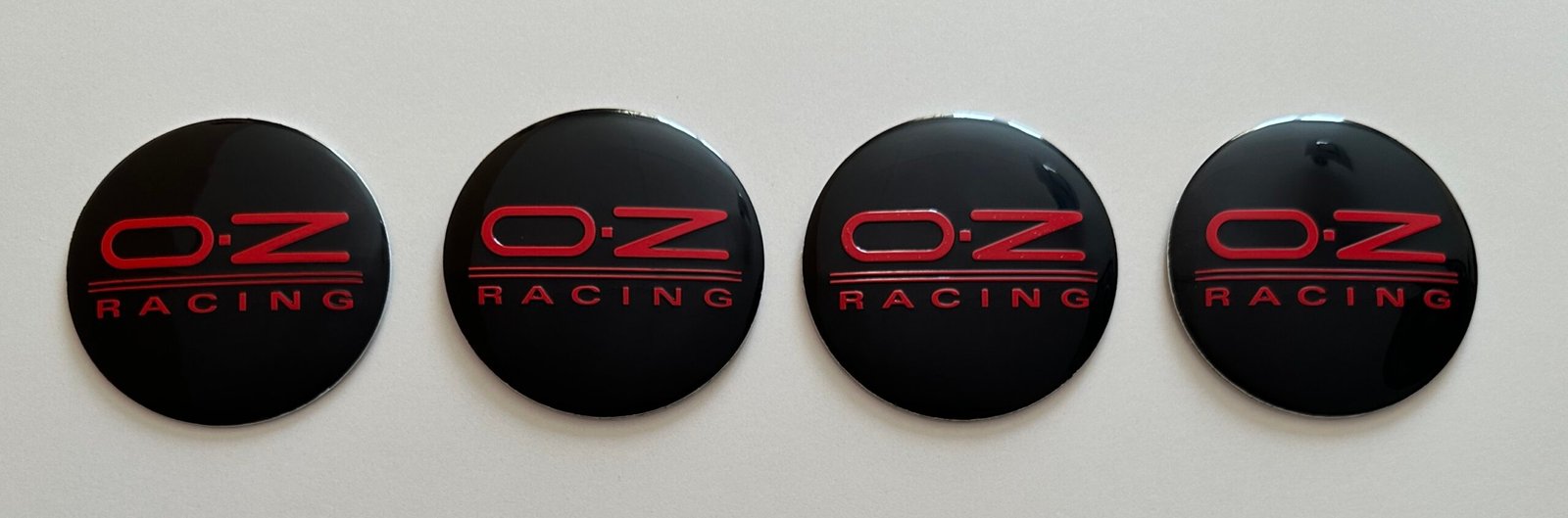 4 pcs (Set) 56mm - 2.20inch Black & Red OZ Racing Wheel Center Hub Caps Stickers - Image 4