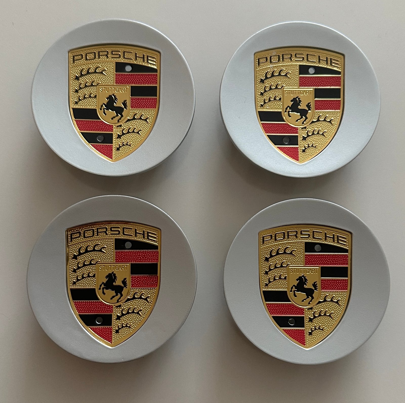 4 pcs (Set) 76mm - 2.99inch Silver Porsche Wheel Center Hub Caps
