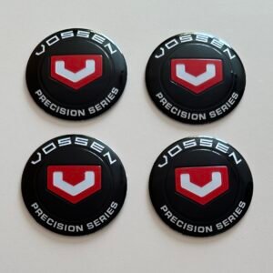 4 pcs (Set) 56mm - 2.20inch Black & Red Vossen Wheel Center Hub Caps Stickers