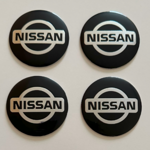 4 pcs (Set) 56mm - 2.20inch Black Nissan Wheel Center Hub Caps Stickers