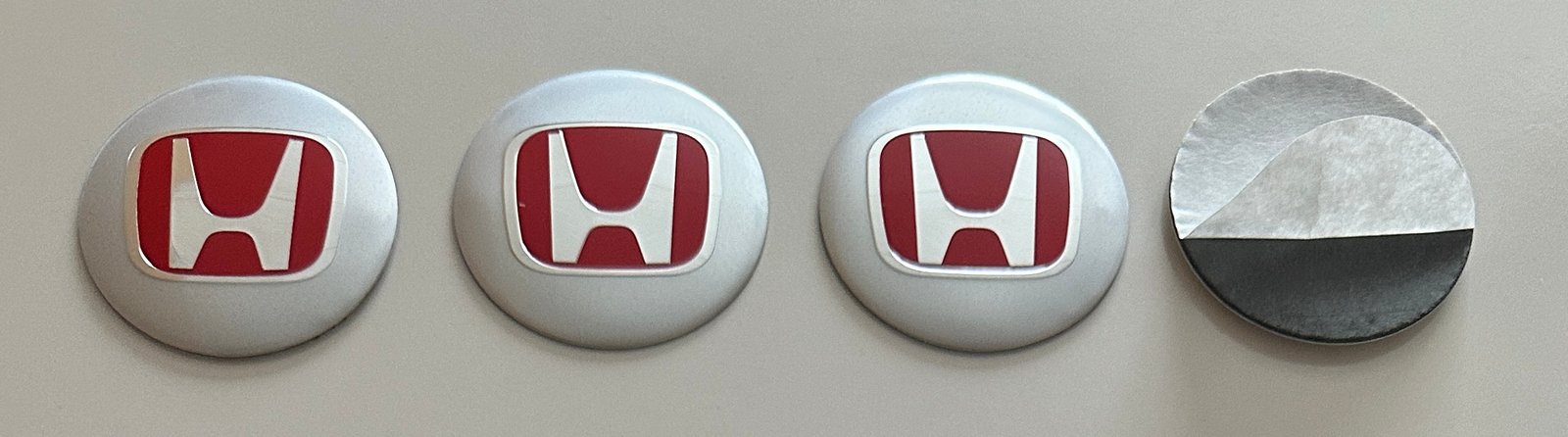 4 pcs (Set) 56mm - 2.20inch Silver & Red Honda Wheel Center Hub Caps Stickers - Image 5