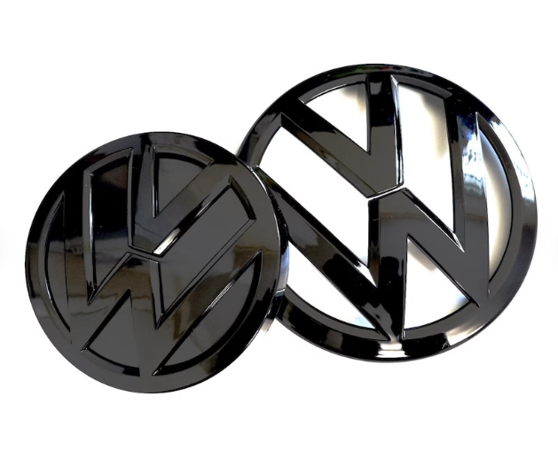 2 pcs Front & Back (Set) Volkswagen Glossy Black Front Grill Badge + Rear Trunk Lid Emblem Logo for Golf MK7