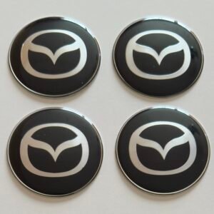 4 pcs (Set) 65mm - 2.56inch Black Mazda Wheel Center Hub Caps Stickers