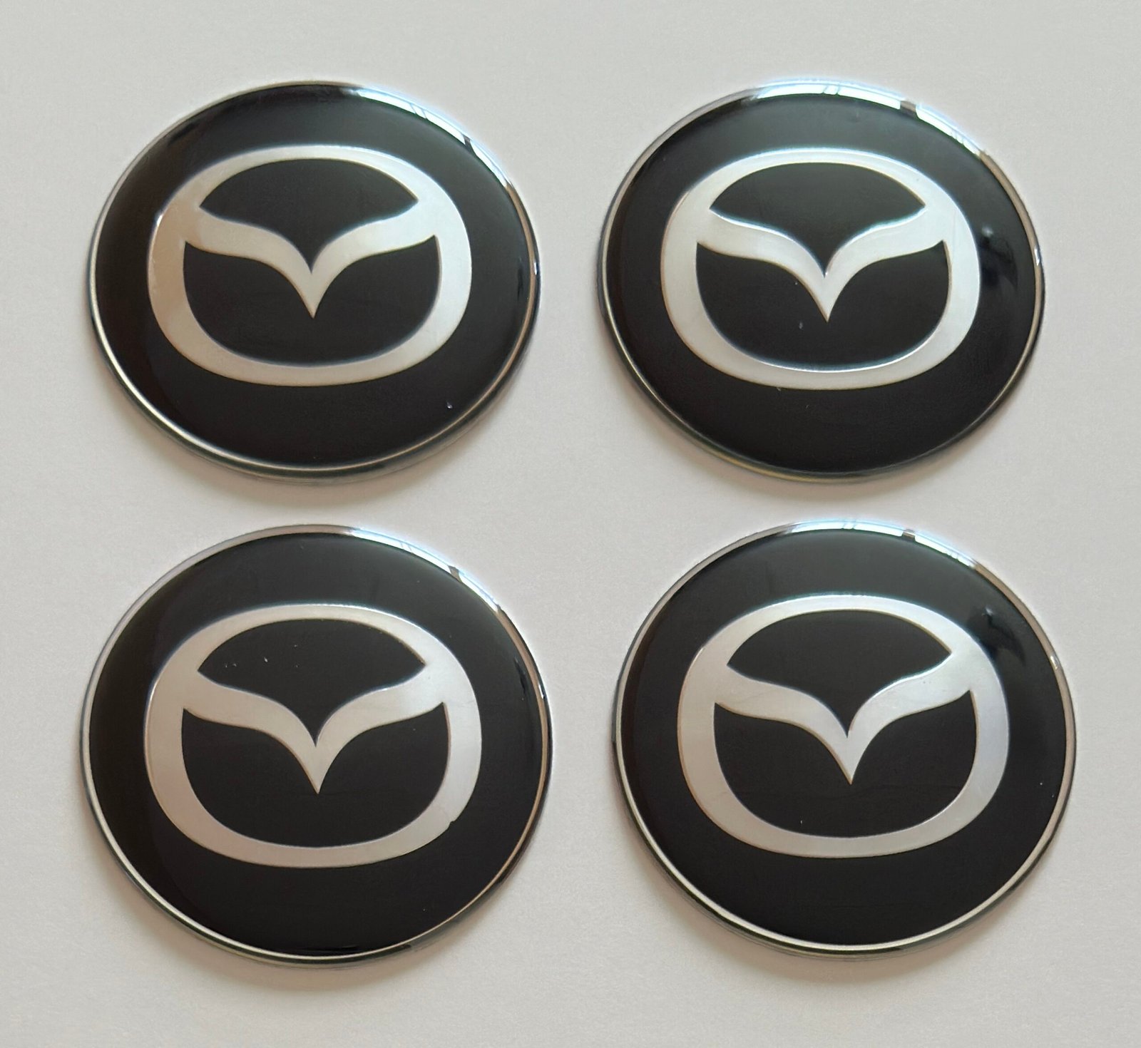 4 pcs (Set) 65mm - 2.56inch Black Mazda Wheel Center Hub Caps Stickers