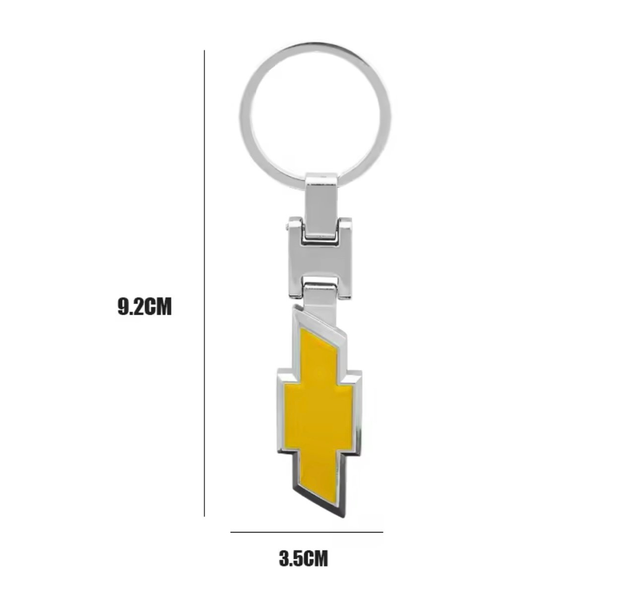 1 pcs High Quality Yellow Chevrolet Metal Keychain - Image 2