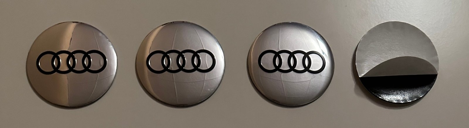 4 pcs (Set) 56mm - 2.20inch Glossy Silver Audi Wheel Center Hub Caps Stickers - Image 5