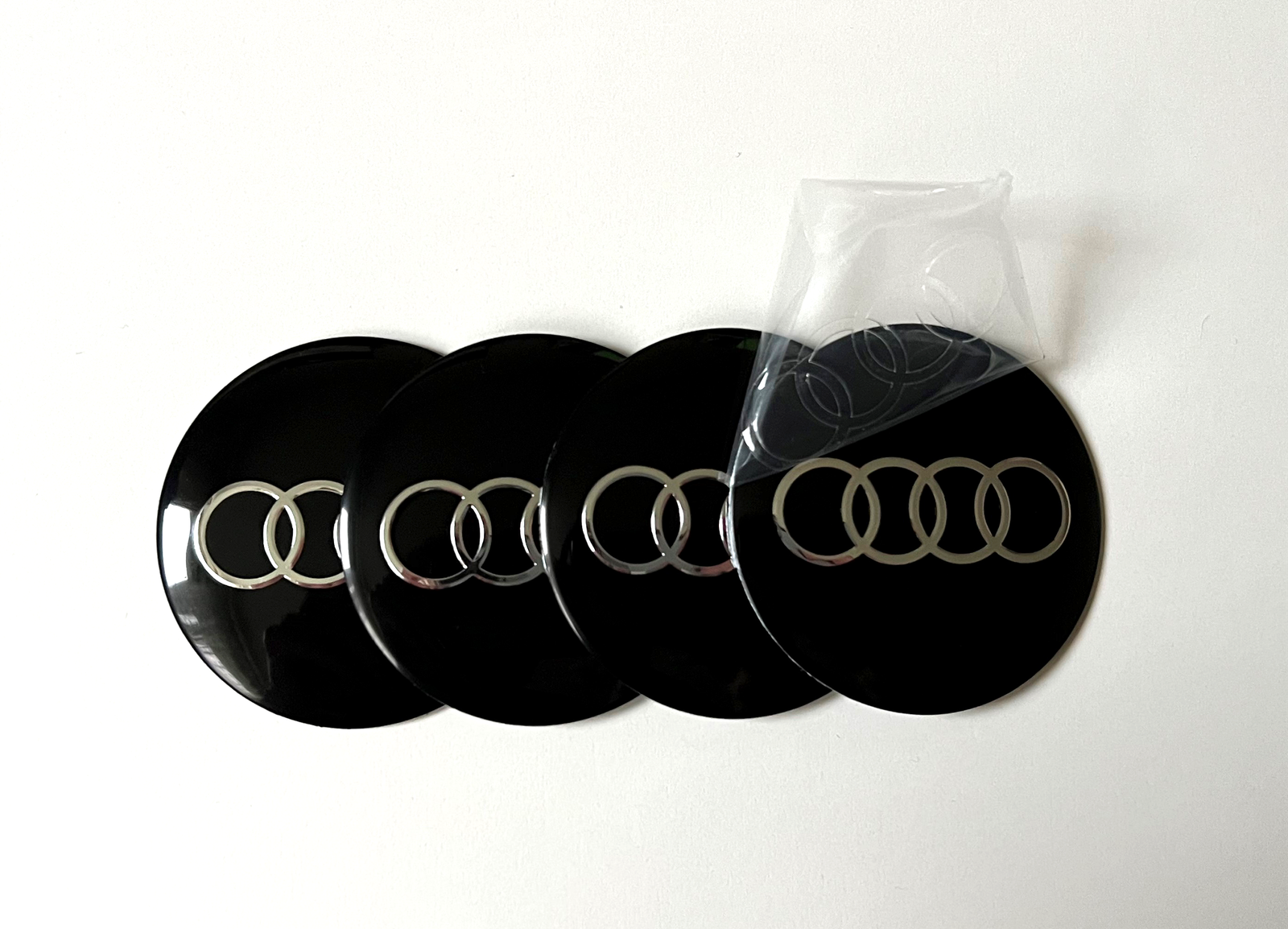 4 pcs (Set) 56mm - 2.20inch Black Audi Wheel Center Hub Caps Stickers - Image 3