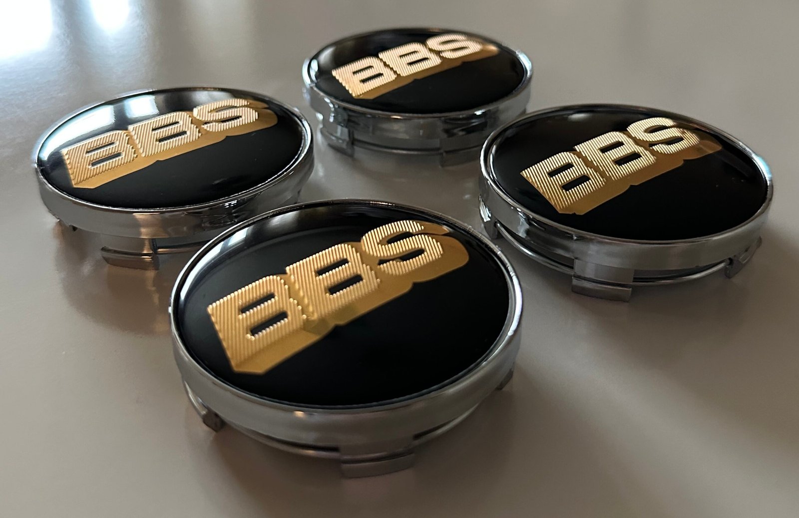 4 pcs (Set) 60mm - 2.36inch Black & Gold BBS Wheel Center Hub Caps - Image 2