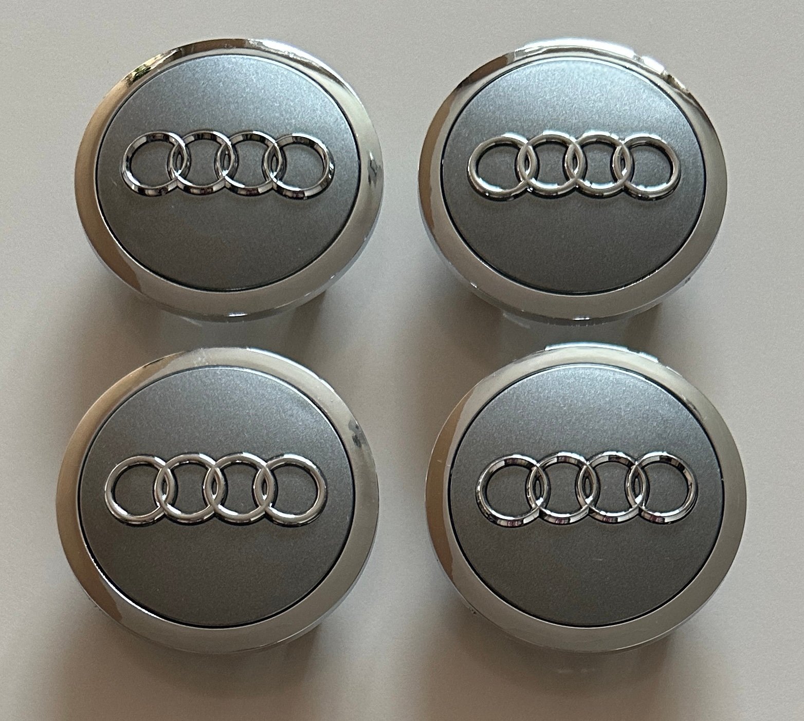 4 pcs (Set) 69mm - 2.72inch Glossy Gray Audi Wheel Center Hub Caps
