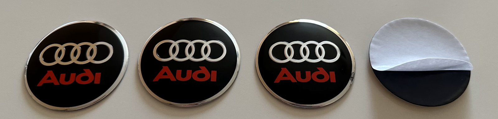 4 pcs (Set) 56mm - 2.20inch Black & Red Audi Wheel Center Hub Caps Stickers - Image 5