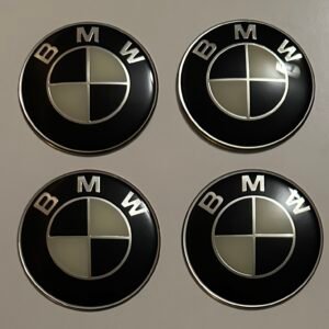 4 pcs (Set) 65mm - 2.56inch Black & White BMW Wheel Center Hub Caps Stickers