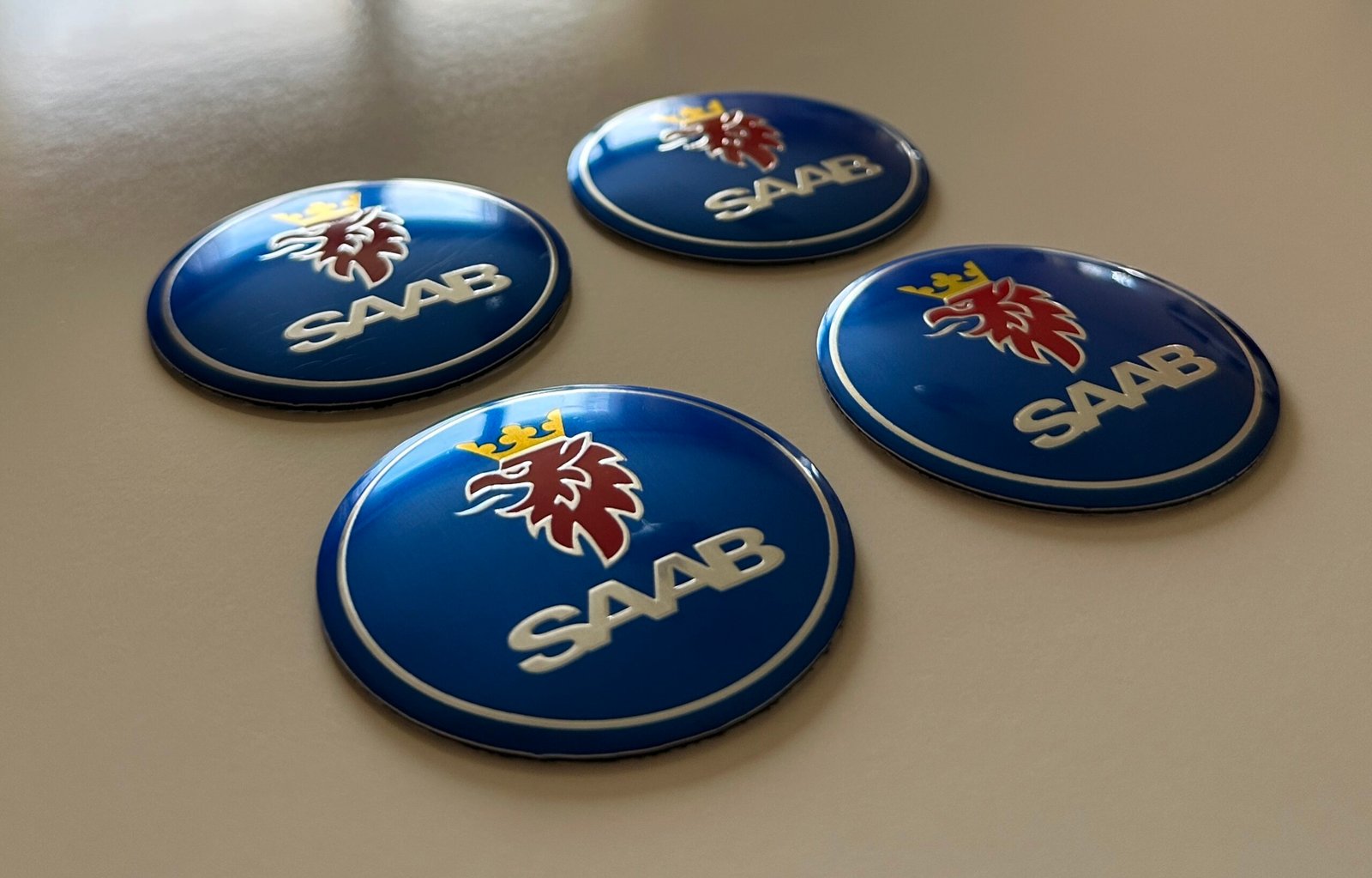 4 pcs (Set) 56mm - 2.20inch Blue SAAB Wheel Center Hub Caps Stickers - Image 2