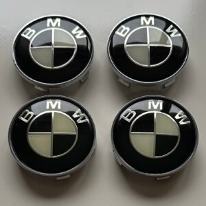 4 pcs (Set) 68mm - 2.68inch Black & White BMW Wheel Center Hub Caps