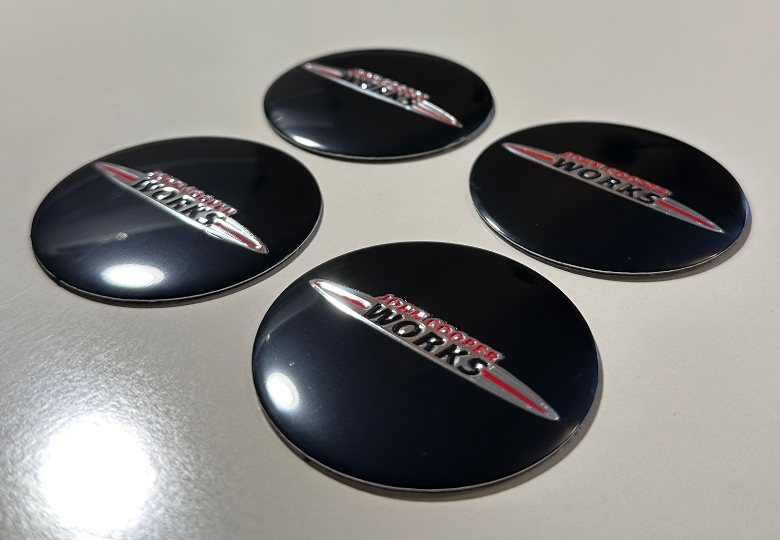 4 pcs (Set) 56mm - 2.20inch Black John Cooper Works Wheel Center Hub Caps Stickers - Image 3