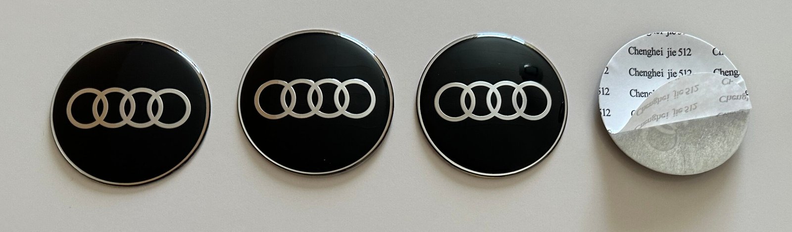4 pcs (Set) 65mm - 2.56inch Black Audi Wheel Center Hub Caps Stickers with Outer Ring - Image 5