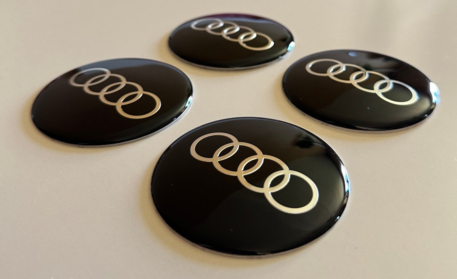 4 pcs (Set) 65mm - 2.56inch Black Audi Wheel Center Hub Caps Stickers - Image 3