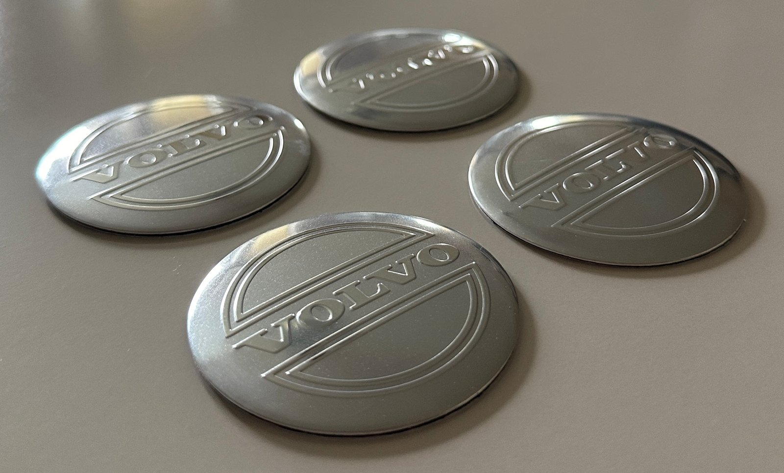 4 pcs (Set) 56mm - 2.20inch Silver Volvo Wheel Center Hub Caps Stickers - Image 2