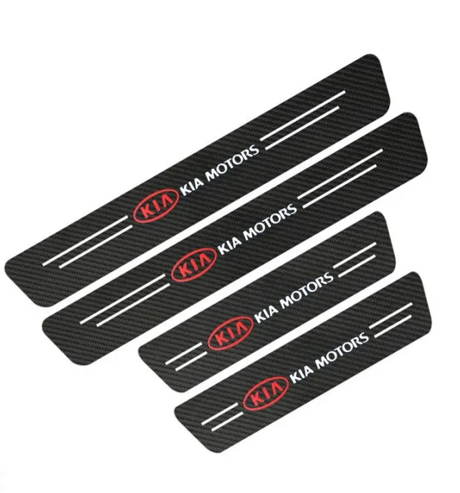 4 pcs Carbon Fiber Car Door Sill Scuff Protector Set for Kia Motors - Anti-Scratch Strip