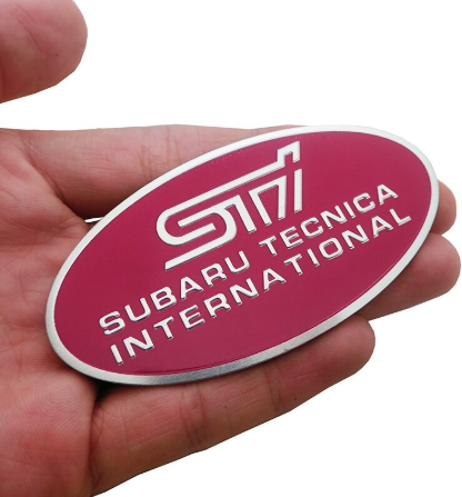 1 pcs Pink Subaru STI Emblem Sticker Metal - Image 2