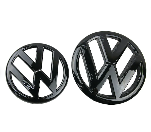 2 pcs Front & Back (Set) Volkswagen Glossy Black Front Grill Badge + Rear Trunk Lid Emblem Logo for Golf MK6