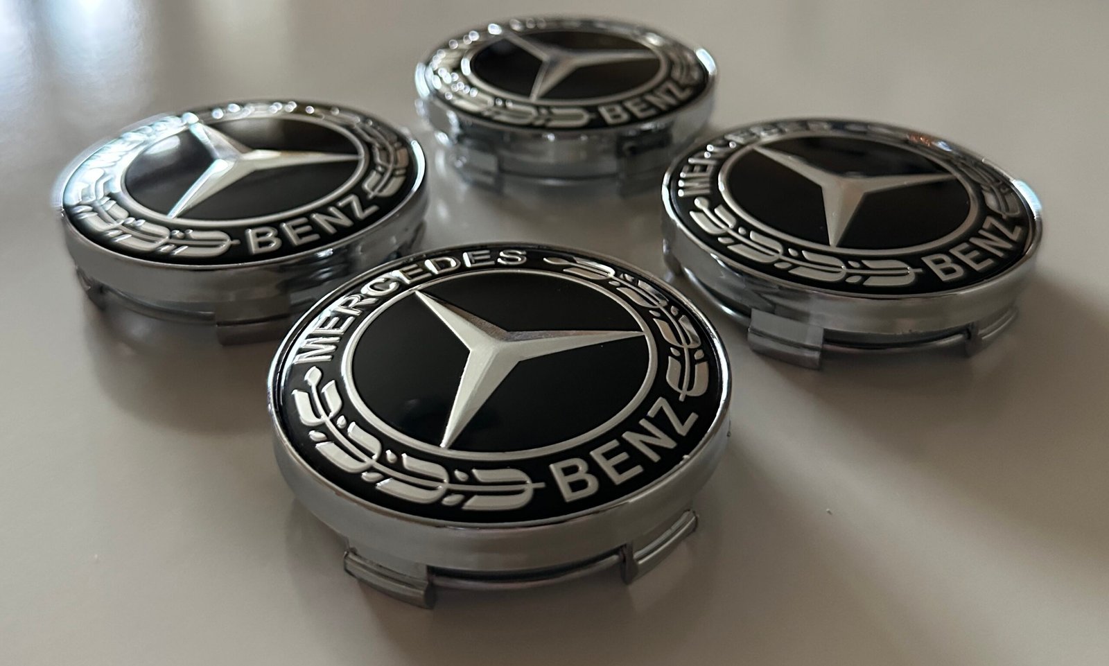 4 pcs (Set) 60mm - 2.36inch Black Mercedes Benz Wheel Center Hub Caps with Silver Caps - Image 2