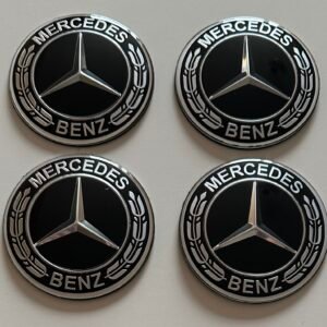 4 pcs (Set) 75mm - 2.95inch Black Mercedes Benz Wheel Center Hub Caps Stickers