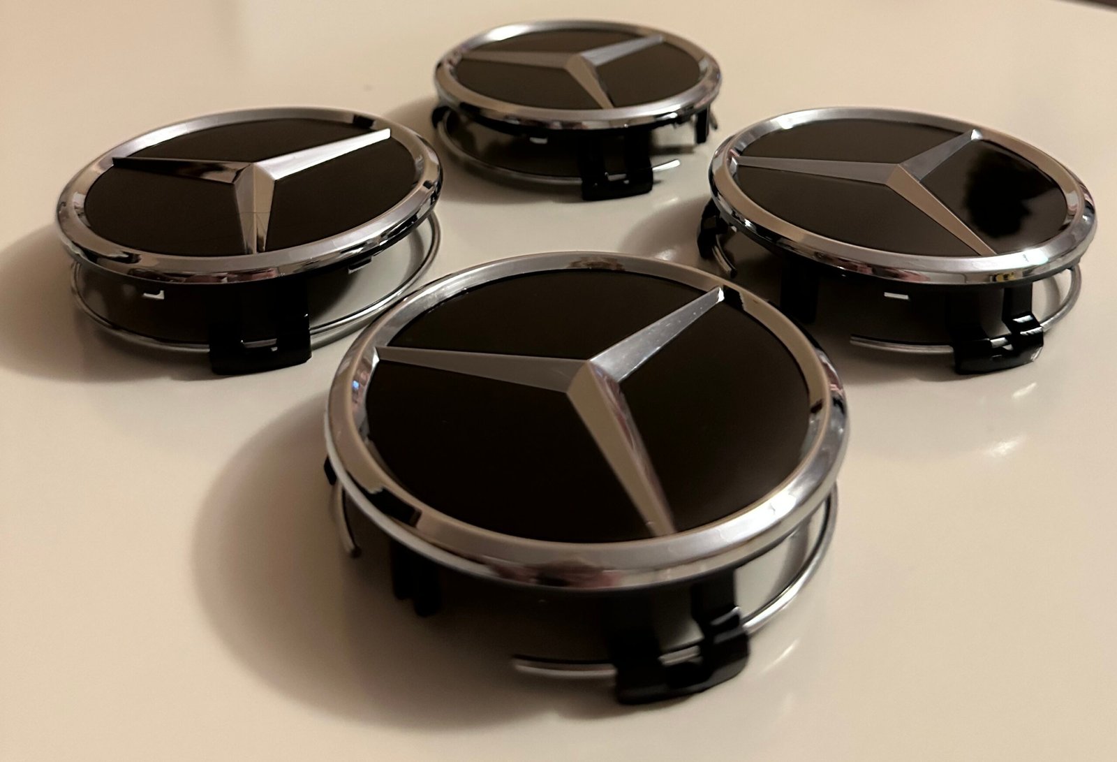 4 pcs (Set) 75mm - 2.95inch Black Mercedes Benz Star Logo Wheel Center Hub Caps - Image 3