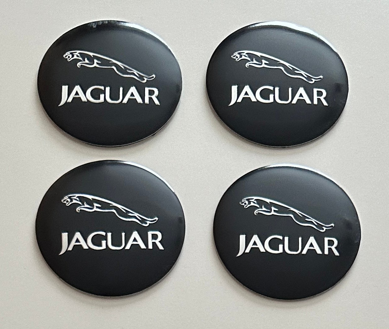 4 pcs (Set) 56mm - 2.20inch Black Jaguar Wheel Center Hub Caps Stickers