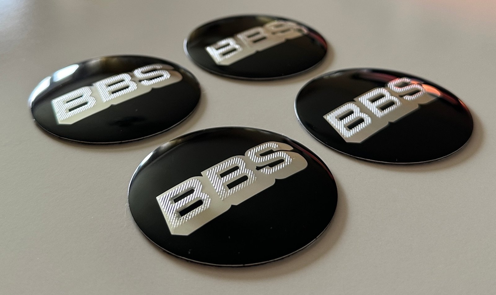 4 pcs (Set) 65mm - 2.56inch Black & Silver BBS Wheel Center Hub Caps Stickers NOT EPOXY - Image 2