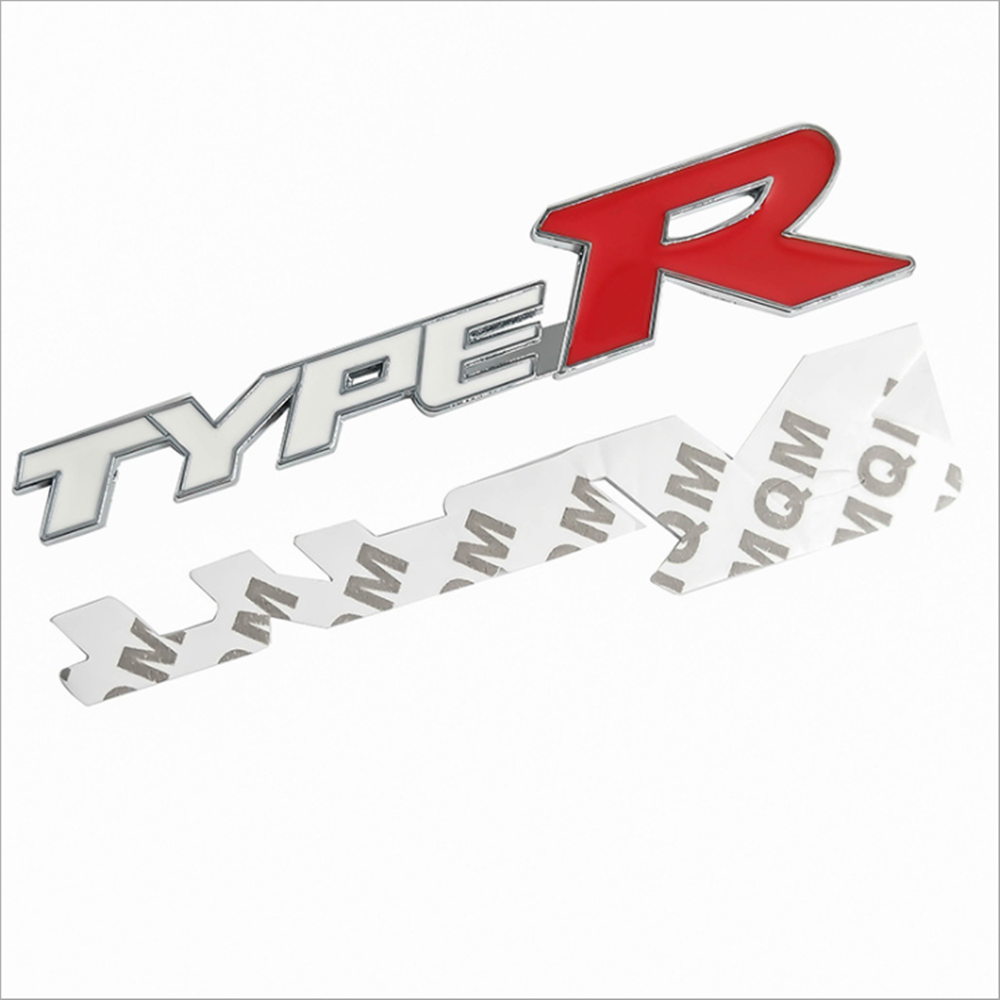 1 pcs White & Red Honda Type R Metal Emblem Sticker - Image 3