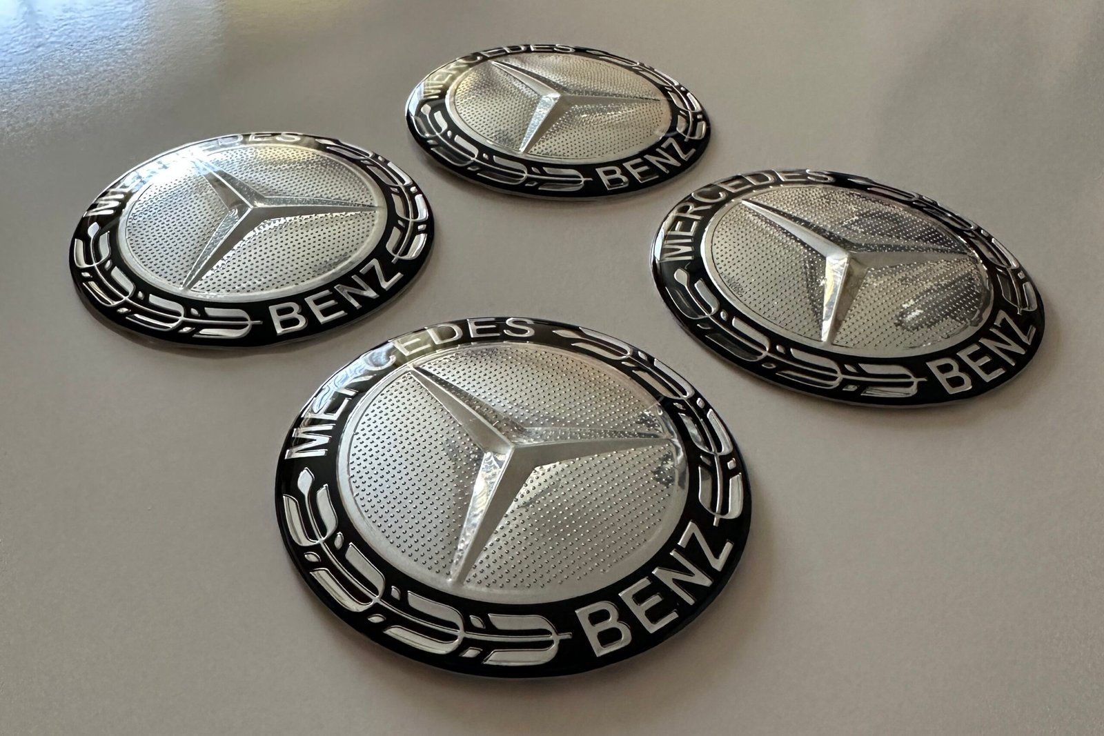 4 pcs (Set) 65mm - 2.56inch Silver & Black Mercedes Benz Wheel Center Hub Caps Stickers - Image 4