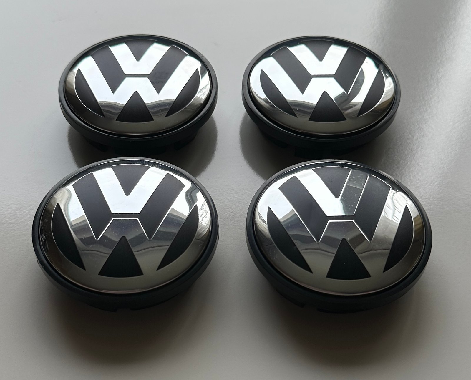 4 pcs (Set) 70mm - 2.75inch Black Volkswagen Wheel Center Hub Caps for Touareg