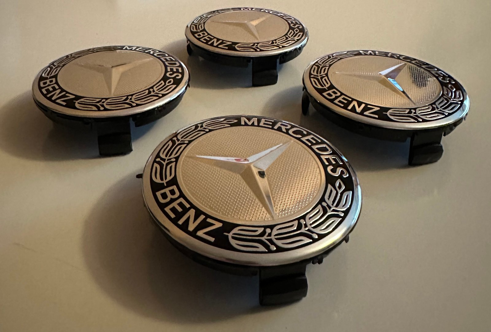 4 pcs (Set) 75mm - 2.95inch Silver & Black Mercedes Benz Wheel Center Hub Caps - Image 3