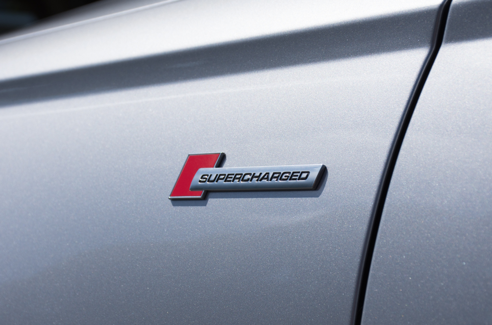 1 pcs Silver & Red Audi Supercharged Emblem Sticker Metal - Image 2