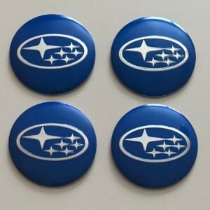 4 pcs (Set) 56mm - 2.20inch Blue Subaru Wheel Center Hub Caps Stickers
