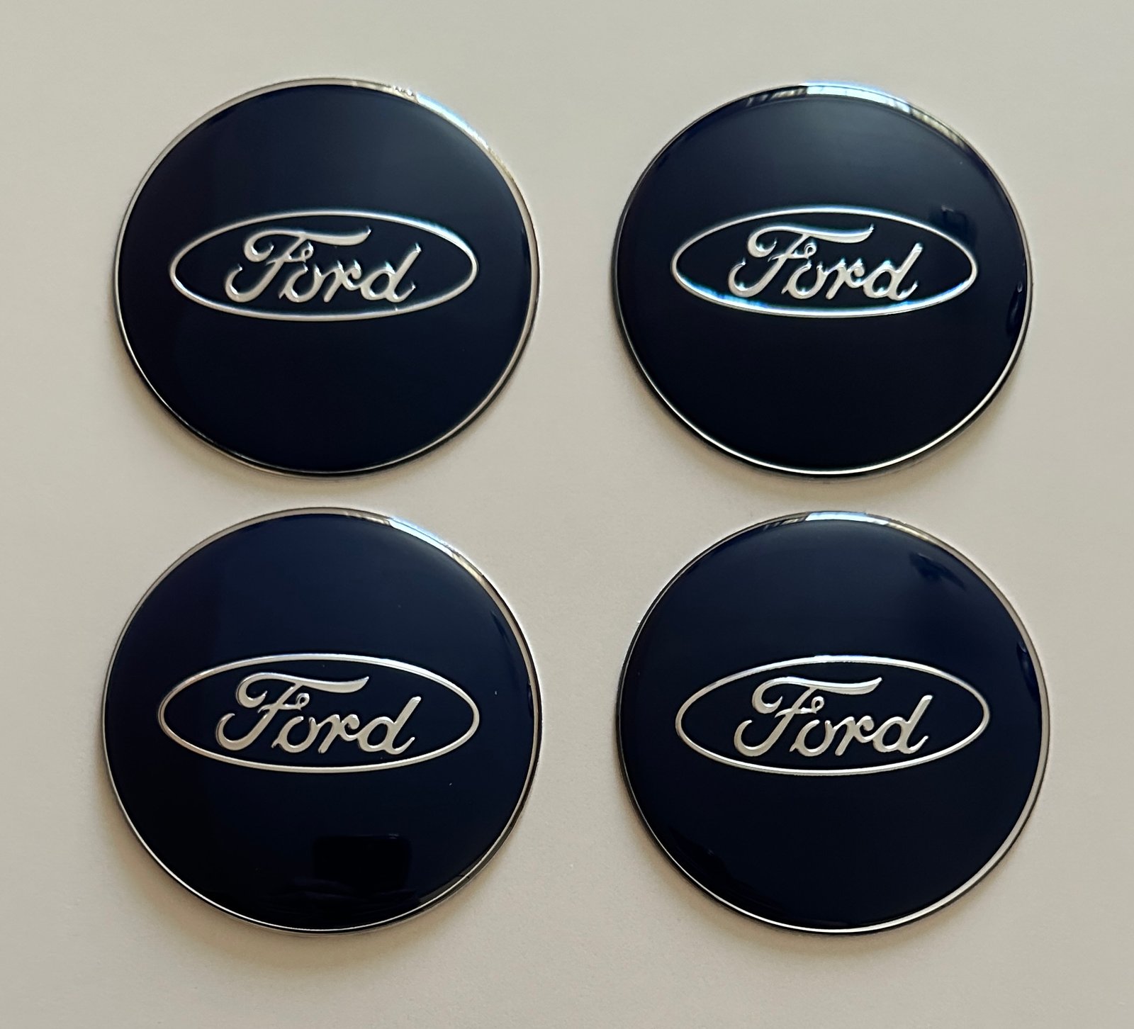 4 pcs (Set) 70mm - 2.75inch Dark Blue Ford Wheel Center Hub Caps Stickers