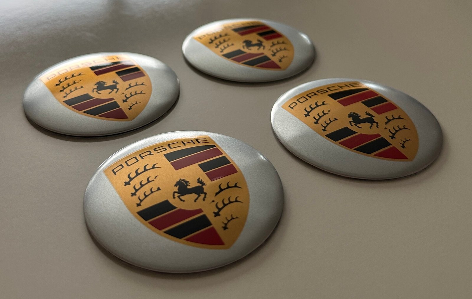 4 pcs (Set) 56mm - 2.20inch Silver Porsche Wheel Center Hub Caps Stickers - Image 2