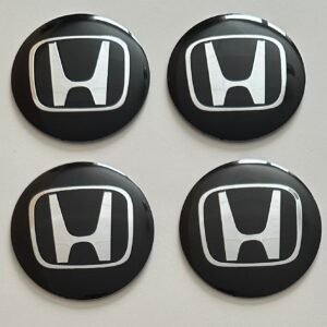 4 pcs (Set) 65mm - 2.56inch Black Honda Wheel Center Hub Caps Stickers