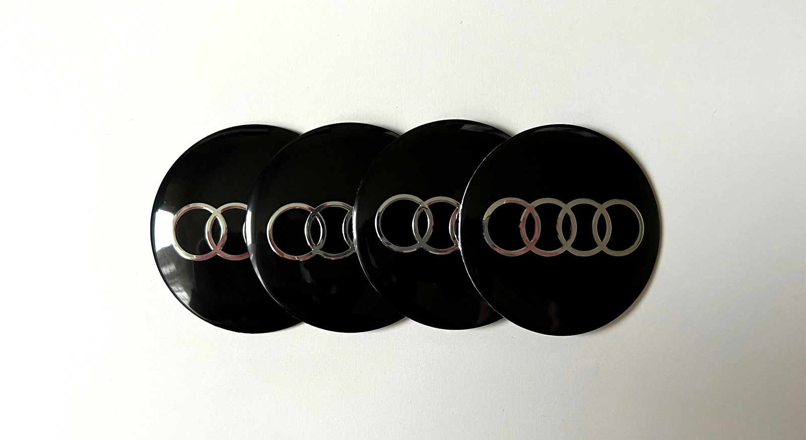 4 pcs (Set) 56mm - 2.20inch Black Audi Wheel Center Hub Caps Stickers - Image 2